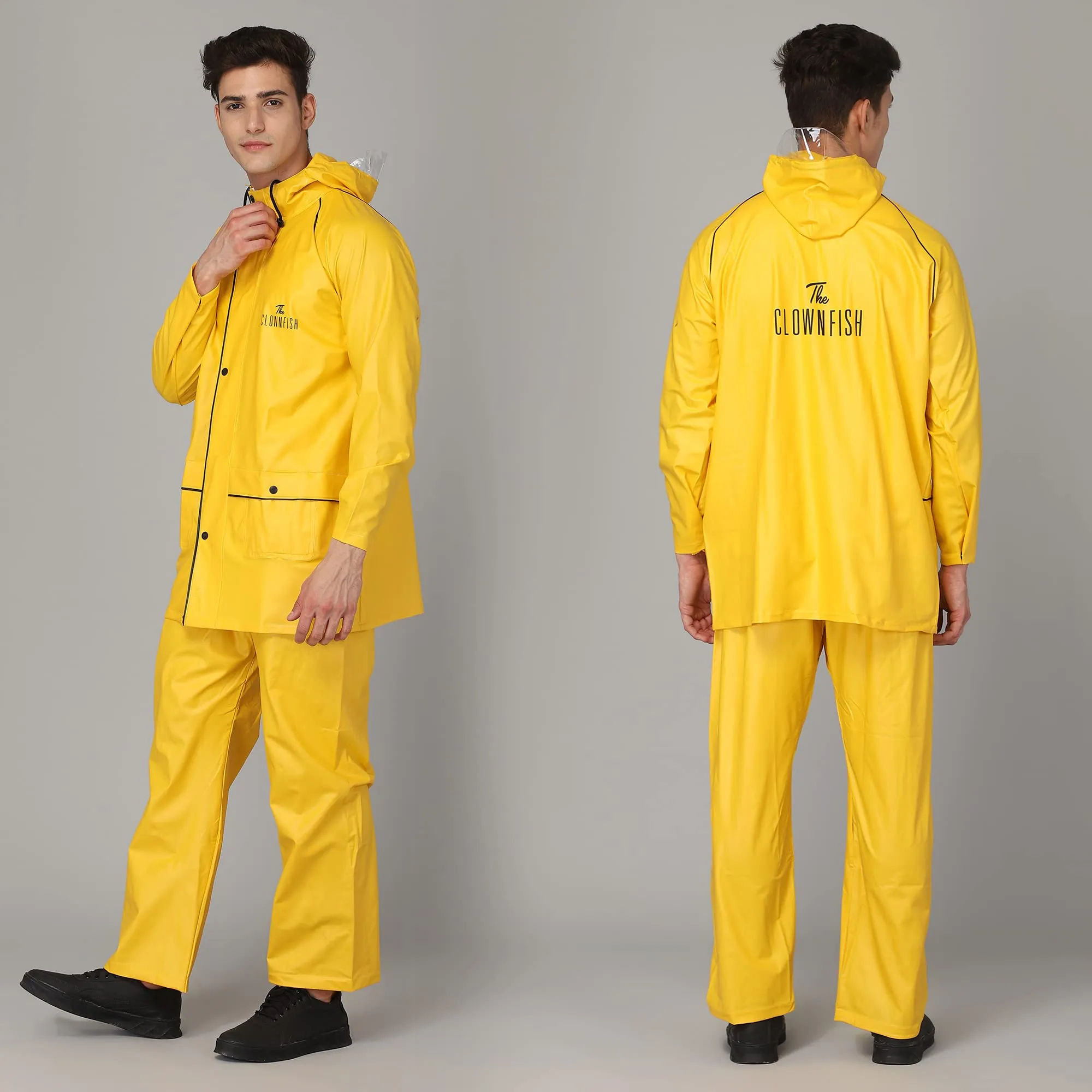 THE CLOWNFISH Rain Coat for Men Waterproof for Bike Raincoat for Men with Hood PVC Material. Set of Top and Bottom. Azure Series (Bright Turquoise, XXX-Large)