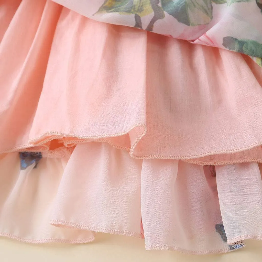 Toddler Baby Girls Summer Dress Chiffon Princess Tutu Dress Floral Beachwear Suspender Sundress Skirt Little Girl Clothes
