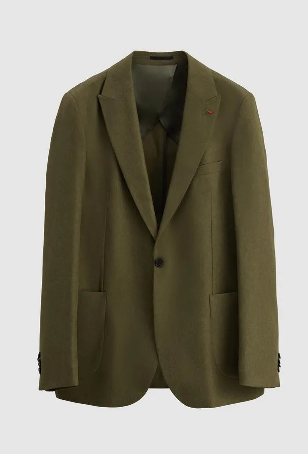 Twn Slim Fit Green Dobby Fabric Jacket