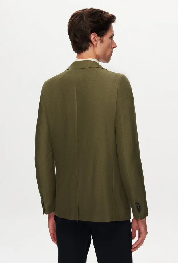 Twn Slim Fit Green Dobby Fabric Jacket