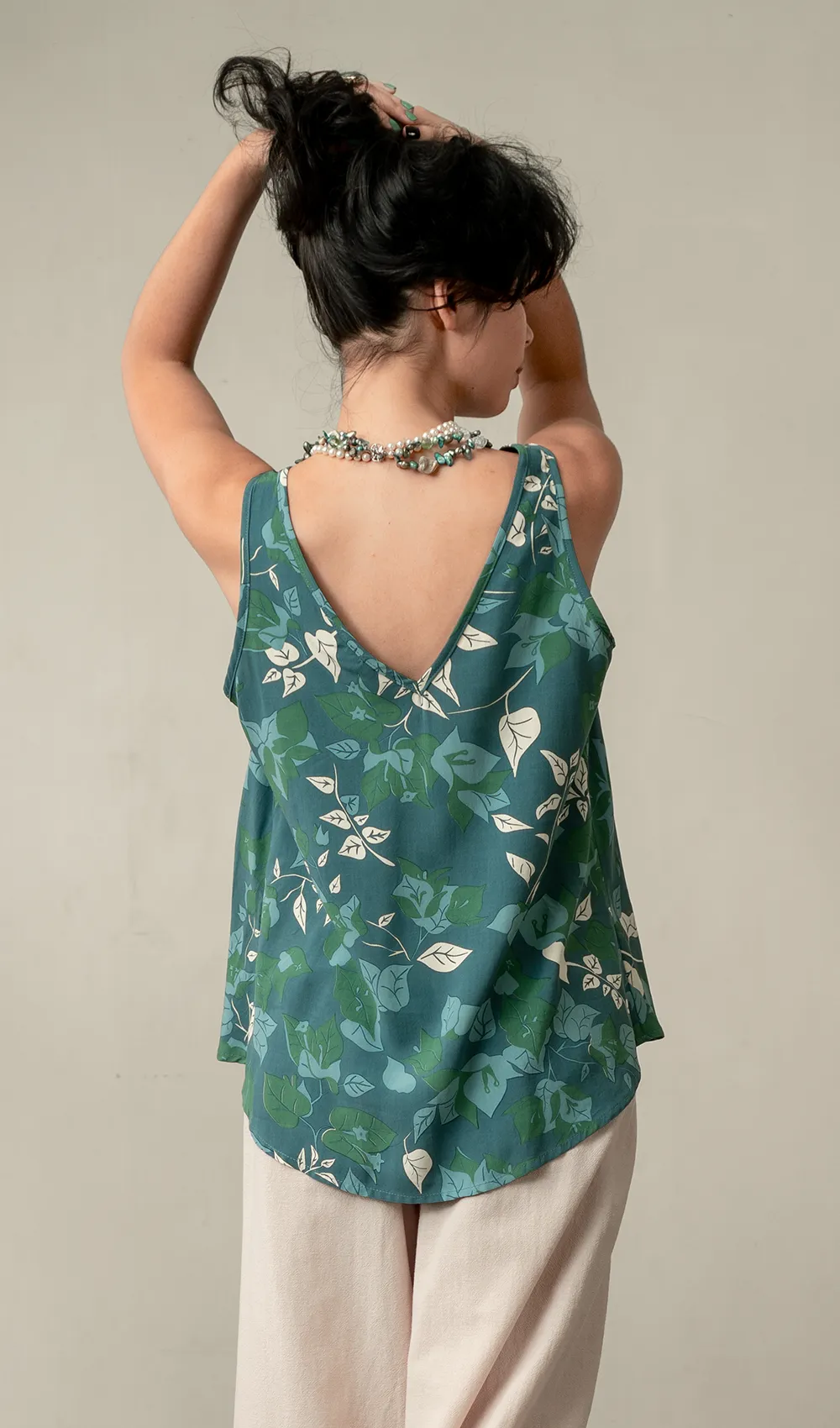 V Neck Swing Top Bougainvillea Moss, 2 Sizes