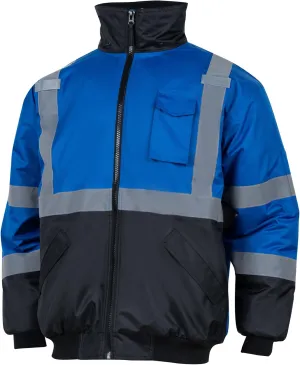 VENDACE High Visibility Reflective Safety Jackets for Men Polar Fleece Lining ANSI Class 1 Hi Vis Winter Bomber Jacket Hoodie(Royal blue,XL)