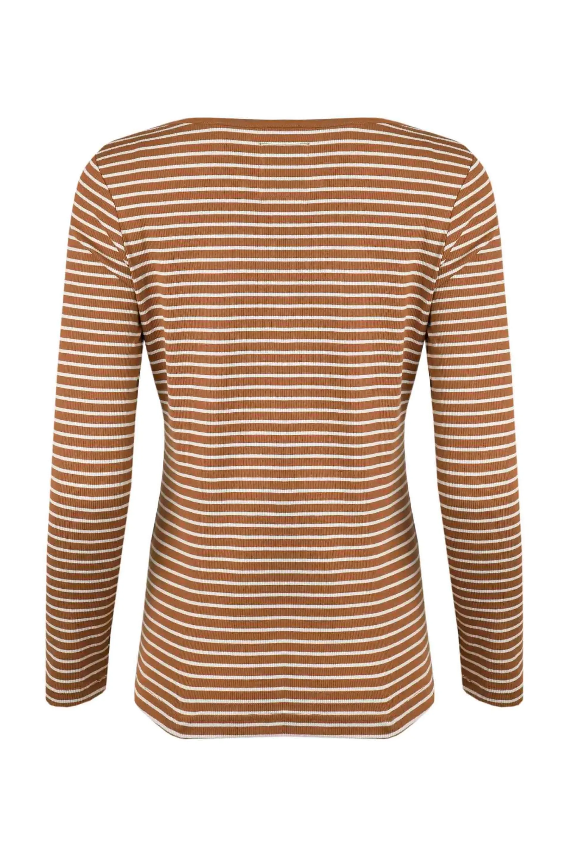 Weird Fish 10 Caramel Mila Organic Cotton Striped Rib Jersey T-Shirt