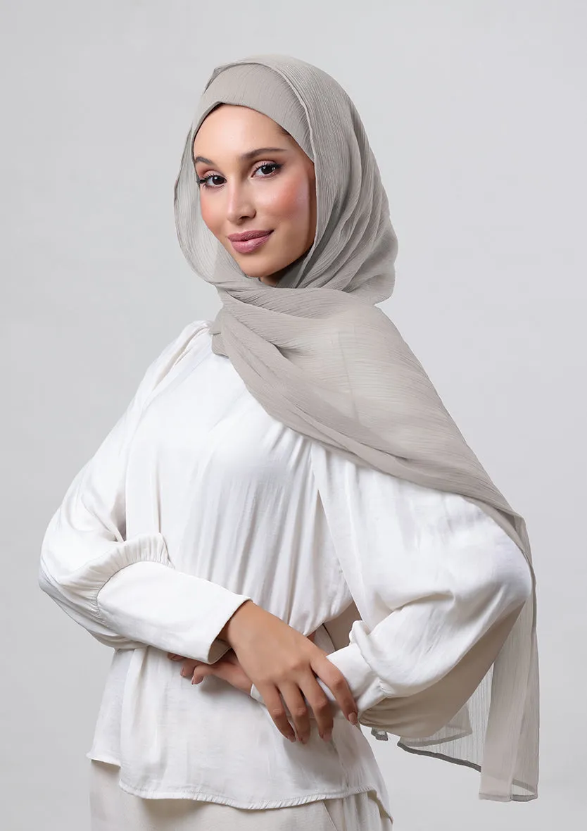 White Sand-Classic Shawl-Plain Crinkled Chiffon