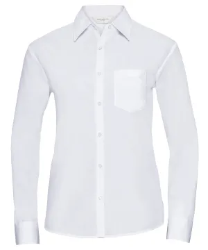 White - Women's long sleeve polycotton easycare poplin shirt