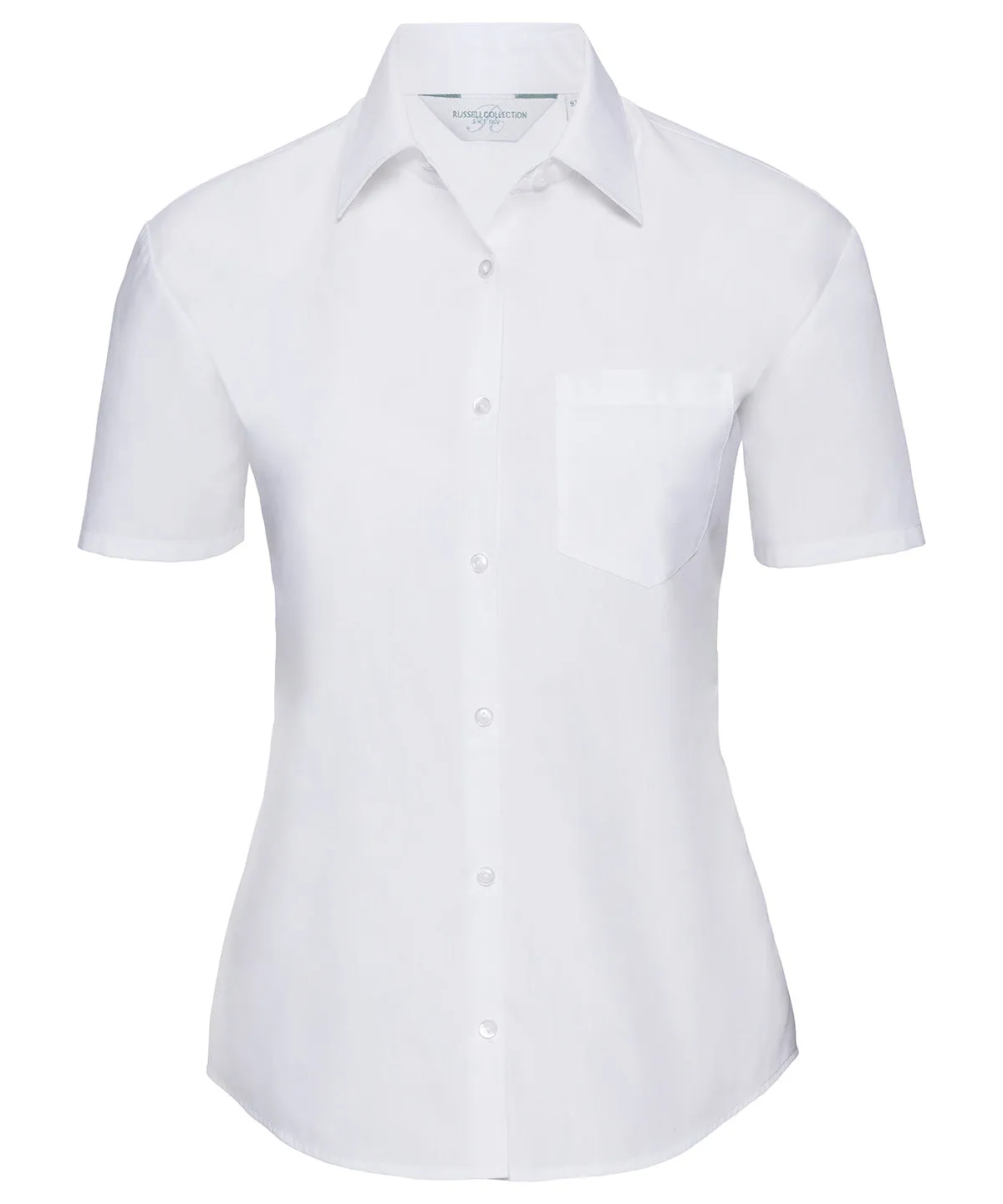 White - Women's short sleeve polycotton easycare poplin shirt